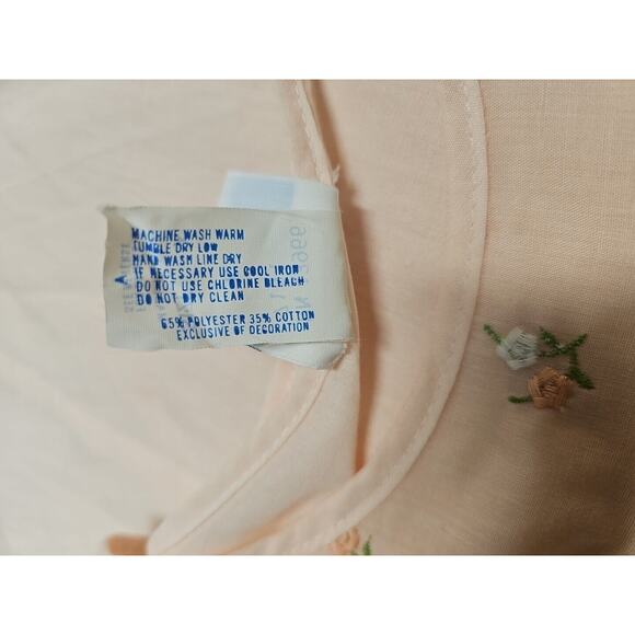 Vtg Katz Pink Embroidered Flowers Lace Trim Women's XL Cottagecore Grannycore - Picture 10 of 12